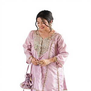 Conjunto Premium de Kurti y Pantalón con Bordado de Espejo Real de H O Fabrics, Estilo TENNECY para Fiestas, para Todas las Temporadas - Product Image 1