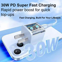 Kit de chargeur rapide GaN 30W tout-en-un, chargeur USB-C Ice Crystal avec câble de 1 m/2 m, universel pour appareils mobiles intelligents