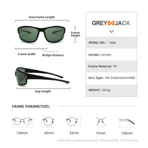Lunettes de soleil polarisées Greyjack, monture TR90, verres TAC, protection UV400, sports de plein air, cyclisme, conduite, lunettes pour hommes - Product Image 2