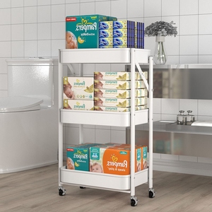 Carrello Portaoggetti Pieghevole a 3 Ripiani <span class=keywords><strong>in</strong></span> <span class=keywords><strong>Metallo</strong></span> con Vassoi Rimovibili, Moderno Carrello Mobile per Cucina - Product Image 6