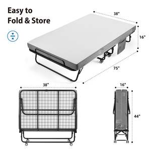 <span class=keywords><strong>Lit</strong></span> pliant moderne à cadre métallique robuste avec matelas en mousse à mémoire de forme de 5 pouces, durable et extensible pour chambre à coucher – Offre Spéciale - Product Image 2