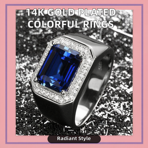 แหวนผู้ชาย CM <span class=keywords><strong>YIM</strong></span> รุ่นคลาสสิค ชุบทอง 14K ปรับขนาดได้ ประดับด้วยเพชรคิวบิกเซอร์โคเนียหลากสี แดง น้ำเงิน ม่วง - Product Image 2