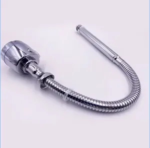 Yowin Chrome Kitchen 48cm Faucet Water Hose Inside Iron Line Faucet With Spray Pull Out Pipe