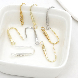 18k gold-plated copper with zircon setting, polished U-shaped ear <b>hooks</b> with pearls, DIY handmade <b>earring</b> accessories A02 - Product Image 3