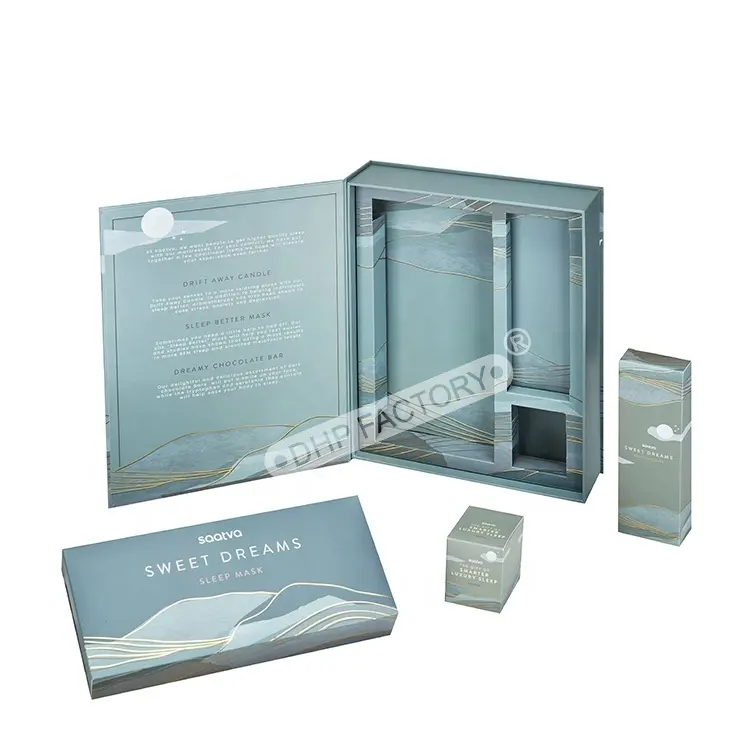 Luxus Design Samt Pappe Make-up Verpackungs box mit geteiltem Einsatz und Spiegel Hautpflege Geschenk box Kit Set Kosmetik boxen