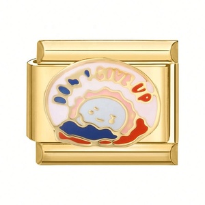 Pulsera de dijes italiana para mujer, de acero inoxidable de 9 mm, nueva, con módulo DIY y accesorios de dibujos animados con gota dorada para joyería de moda - Product Image 6