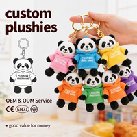 Porte-clés en peluche personnalisé, jouet en peluche panda, porte-clés doux en peluche pour sac à dos, cadeau pour enfants, vente en gros