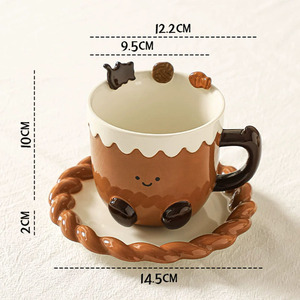 Xícara de Café e Prato Decorados com Pé Pequeno e Prato de Sobremesa Torcido - Product Image 6