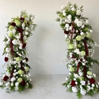 Décoration de mariage : Arche florale artificielle de roses rouges, arrangement de fleurs en forme de corne pour toile de fond de mariage, support floral