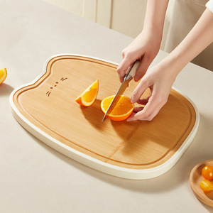 HeDou Bamboo Cutting Board Medium 34x26cm Anti Mold Antibacterial Kitchen Fruit Prep Board Irregular Shape - Product Image 1