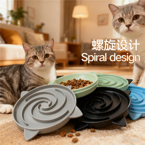 Bol à alimentation lente pour animaux de compagnie, design en spirale, tapis antidérapant pour l'alimentation des chats, silicone de qualité alimentaire, facile à nettoyer, forme arrondie - Product Image 1