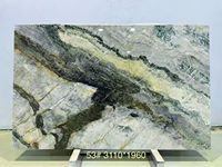 Dalle de marbre vert Prague naturel de luxe, grande dalle de marbre vert Praha pour mur d'accentuation de villa, îlot de cuisine, plan de travail