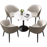Ensemble de table à manger moderne en pierre frittée avec 4 chaises en cuir, style nordique de luxe léger, structure métallique, personnalisable pour restaurant commercial