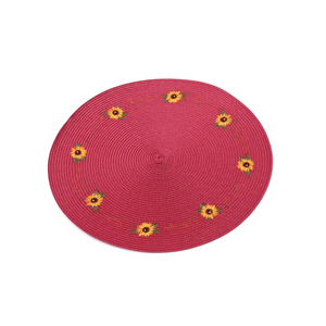 Christmas Sunflower Classic Eco-Friendly PP <b>Plastic</b> Round Woven 4-Piece Placemat Set for <b>Table</b> Decor EM45 Round Placemat EM45 - Product Image 1