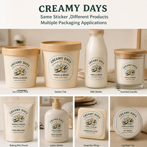 Etiqueta Ovalada de Papel Autoadhesiva para Helado de Vainilla Creamy Days, Impresión Offset Ecológica para Empaquetado de Alimentos - Product Image 3