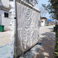 Harga Pabrik Grosir Murah 5D Roll up Silk White Rose Backdrop Dinding Bunga Dekorasi Latar Panggung Pernikahan