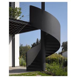 Escalier en colimaçon incurvé intérieur luxe moderne décoration de la maison escaliers en verre double poutre latérale escaliers en <span class=keywords><strong>bois</strong></span> - Product Image 3