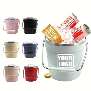 Seau à glace isotherme sous vide en acier inoxydable avec couvercle, personnalisable avec logo, 2L, 4L, 8L, pour cocktails, champagne, vin, bière, idéal pour les grandes réceptions - Product Image 1