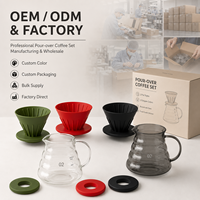 Set Kopi Tuang dari Kaca Borosilikat dengan Dripper Silikon Food Grade, Filter Kopi yang Dapat Digunakan Kembali, Cangkir Server, dan Pot untuk Rumah atau Kafe