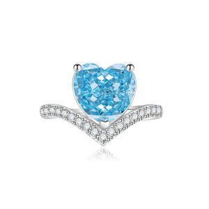 Bague ajustable en cuivre anti-ternissement Toderi Fashion, 10 mm, zircon coloré en forme de cœur, sans ternissement, pour femmes, vente en gros - Product Image 5