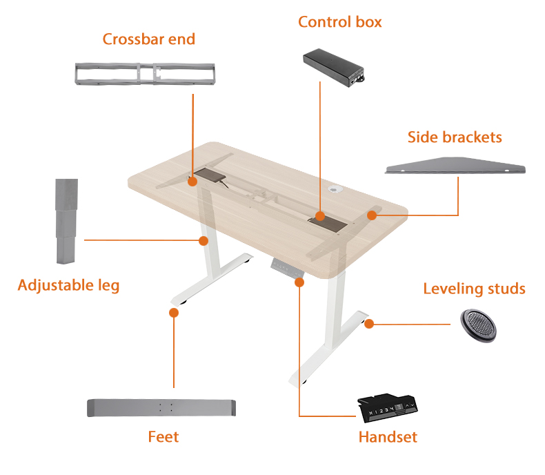 High Quality Ergonomic Autonomic Office Home Electric Height Adjustable Desk with Glass Desk Top