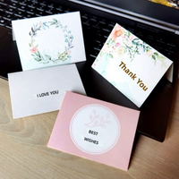 Articles promotionnels de style européen à motifs floraux variés, cartes de vœux en papier spécial gaufré or de style frais, cartes de remerciement