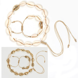 Shell Cotton Thread Handmade Necklace <b>Bracelet</b> <b>Set</b> Rose Gold Silver Party Fashion Jewelry Yiwu Origin - Product Image 4