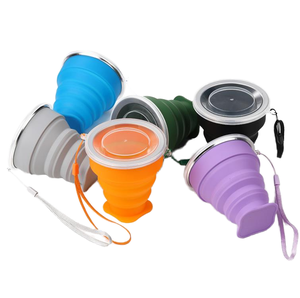 <strong>Collapsible</strong> Silicone Folding Water <strong>Cup</strong> Travel <strong>Cup</strong> Folding Camping <strong>Cup</strong> With Lids - Product Image 1