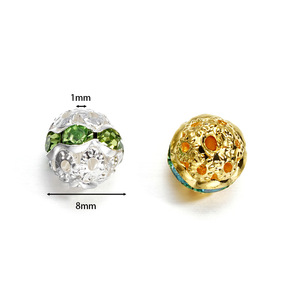 Copper Cap Ball Rhinestone <b>Bead</b> 8mm Gold <b>Silver</b> Plated Round Spacer <b>Beads</b> For Bracelet Making DIY Jewelry Material - Product Image 3