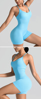 Combinaison de yoga pour femme à dos ouvert, tenue de sport fitness avec effet froncé, séchage rapide, respirante, motif intégré