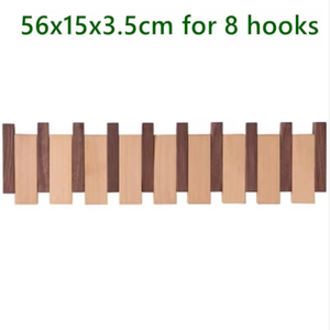 Perchero de Pared de Madera Natural de Haya y Nogal Negro para la Entrada del Hogar, Estilo MCM con Ganchos Abatibles - Product Image 6