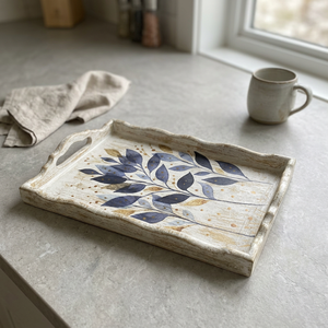 Farmhouse Country Style Painted Wooden <b>Breakfast</b> <b>Tray</b> Eco-Friendly Handmade Natural Craft Multi-Function Durable Dishwasher - Product Image 1