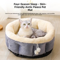 Rundes, warmes Plüsch-Katzenbett, weiches PP-Baumwoll-Haustier-Sofa mit rutschfester Unterseite für Katzen und kleine Hunde