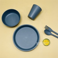Juego de vajilla de fibra de bambú PLA biodegradable, juego de platos y cuencos sin BPA, juego de vajilla de bambú duradero, color personalizado e impresión