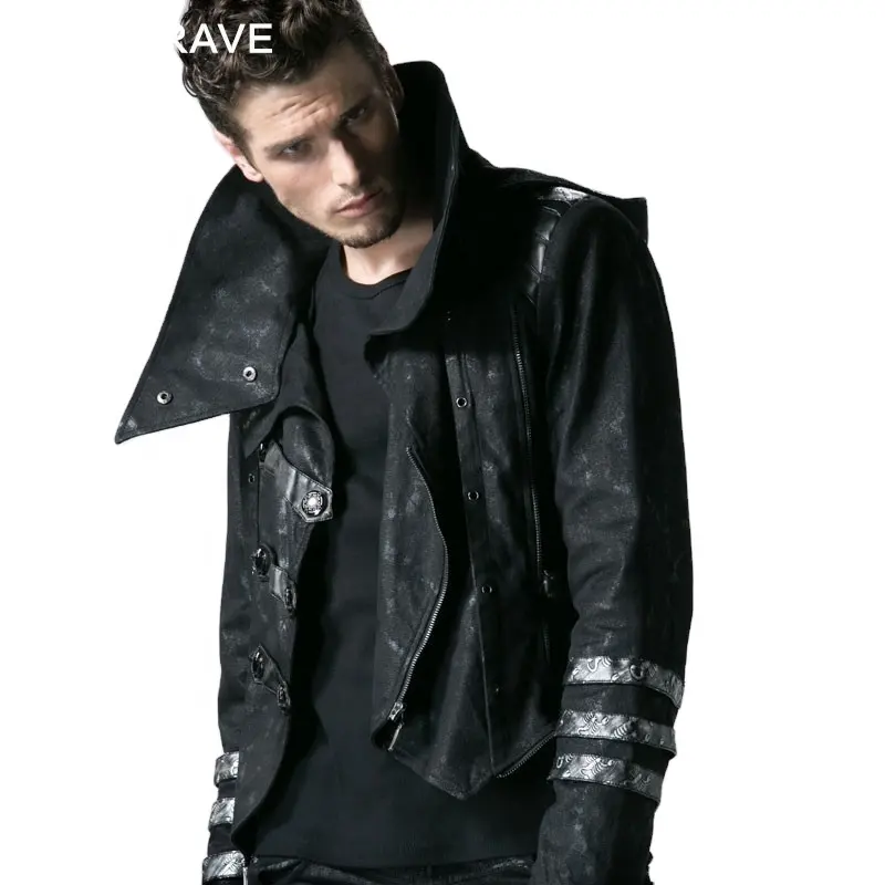 PUNK RAVE Y-364 Top Sale Stylish Black Men Gothic Long Winter Coat