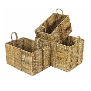 High-quality Rectangle Water Hyacinth Hand-woven Modern Minimalist Style <b>Foldable</b> Storage <b>Basket</b> Display <b>Basket</b> from Vietnam - Product Image 2
