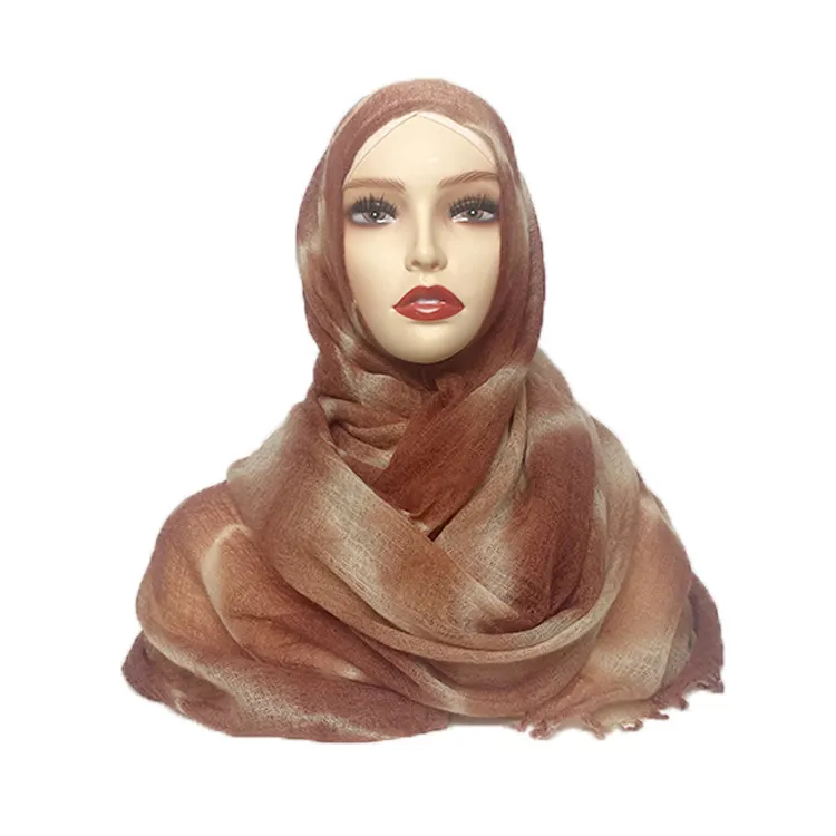 Wholesale Winter Ethnic Muslim Designer Wool Hijab Jersey Long Tie-dye Shawls Cashmere Scarfs For Women Stylish Retro Fashion