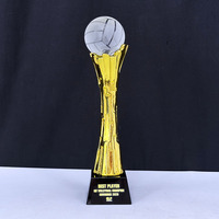Trophée en cristal doré pour cricket, volley-ball, basketball, football, plaque de récompense MH-T74