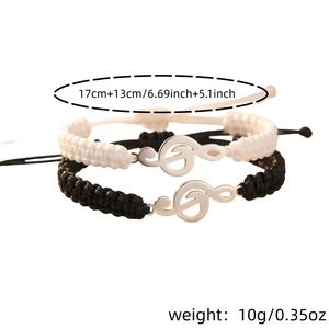 Handmade Woven Stainless Steel Musical Note <b>Bracelet</b> Adjustable Jewelry for <b>Couples</b> Gift Fashion String <b>Bracelet</b> - Product Image 4