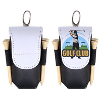 DIY PU Leather Sublimation Golf Tee Holder-Transfert de chaleur Portable Mini sac pochette sac de transport accessoires avec Clips