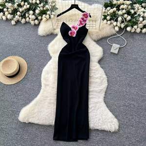 <span class=keywords><strong>Vestido</strong></span> de noche de un hombro con orquídea Phalaenopsis 3D <span class=keywords><strong>Vestido</strong></span> floral elegante Fiesta de graduación Invitado de boda - Product Image 4