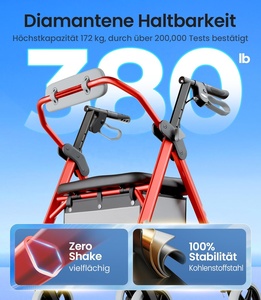 Déambulateur pliant léger en aluminium avec siège, hauteur réglable, <span class=keywords><strong>aide</strong></span> <span class=keywords><strong>à</strong></span> la mobilité médicale <span class=keywords><strong>pour</strong></span> personnes âgées, handicapées et <span class=keywords><strong>seniors</strong></span> - Product Image 4