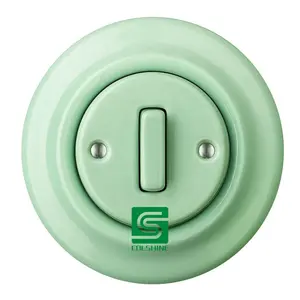 1 Gang flush mounted porcelain button switch,retro switch socket,ceramic light switch