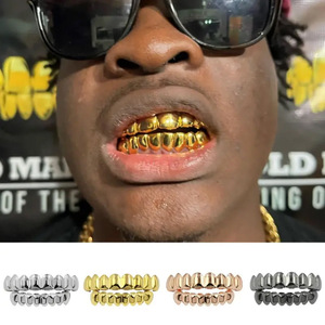 Hip Hop Braces Glossy <strong>Gold</strong> Braces Upper 8 Top and 8 Bottom 18k Electroplated Copper Braces Accessories Body Jewelry - Product Image 2