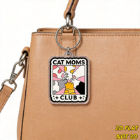 Porte-clés en acrylique Cat Moms Club, design original patte de chat, résistant aux rayures, anneau fendu argenté