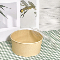 Bol à salade jetable en pulpe de bambou de 1300 ml avec couvercle, récipient alimentaire à emporter
