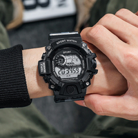 Jam tangan elektronik olahraga luar ruangan pria, jam tangan Analog Digital tahan air Stopwatch LED