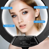 Portable 18 pouces Selfie Fill LED Ring Light Soft Video Makeup avec télécommande 2700k-7000k Photographic Lighting Stand Studio