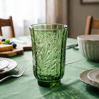 Gobelets en verre gaufré de style européen vintage, pressés à la machine, colorés, pour jus et vin