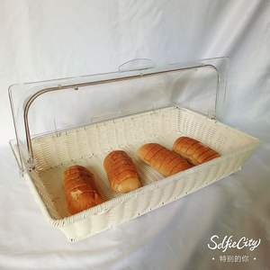 ตะกร้าขนมปังและผลไม้มีสไตล์พร้อมฝาปิดจาก <span class=keywords><strong>Meichu</strong></span> ดีไซน์ฝาปิดโปร่งใสสำหรับจัดแสดงแบบบุฟเฟต์ - Product Image 4
